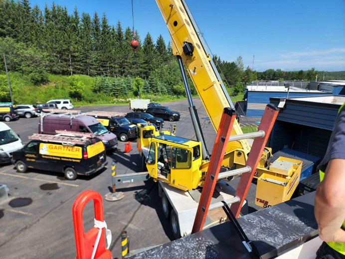 Crane machine in a parking lot